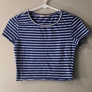 Small Active USA Blue & White Stripped Crop Top